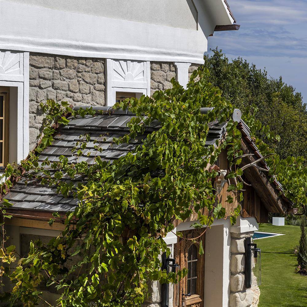 Altes restauriertes Winzerhaus in der steirischen Hügellandschaft